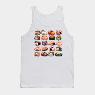 Cute Sushi Anime Food Pixel Art Tank Top